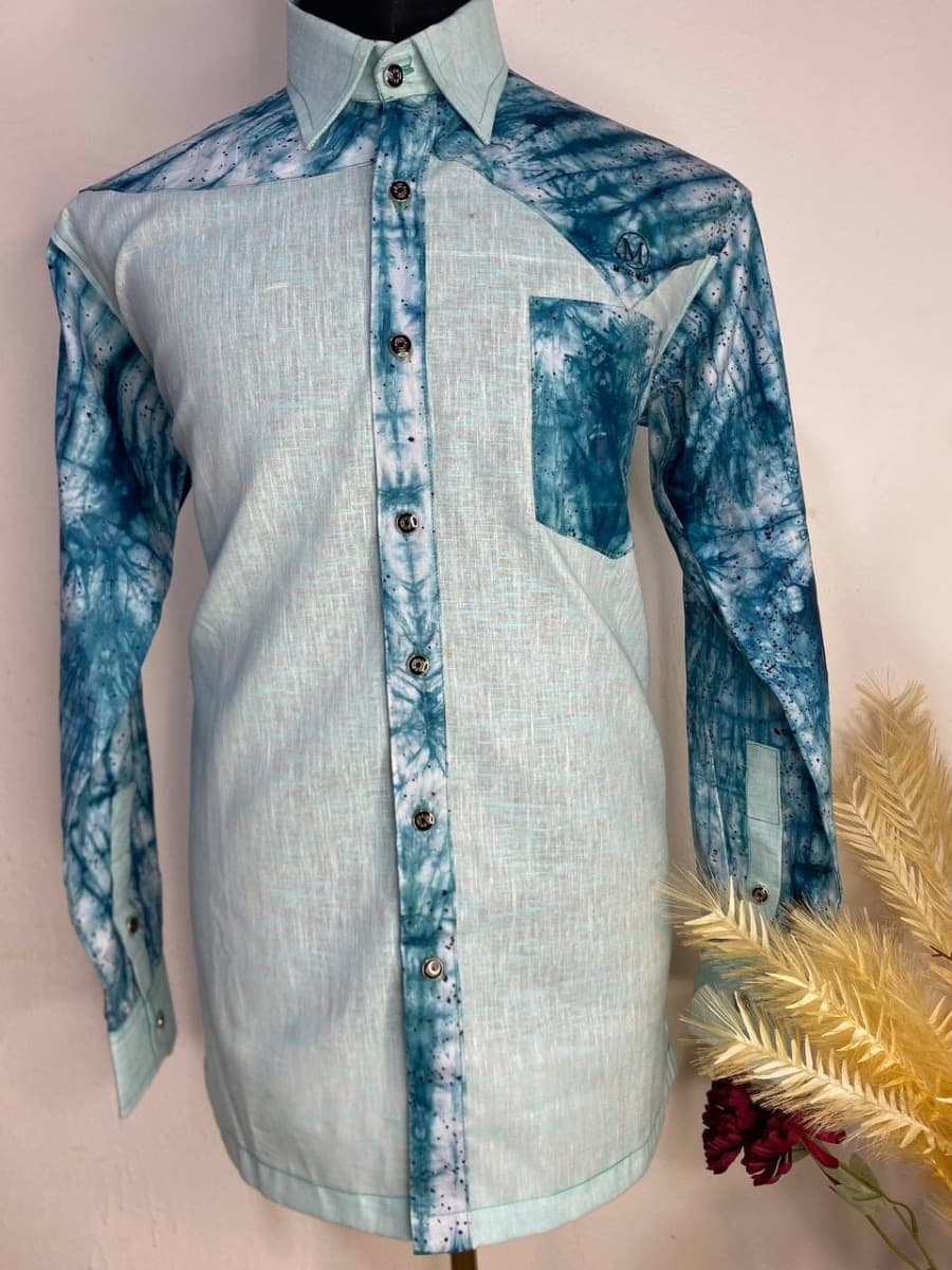 Chemise Smarty manches longues, en lin et pagne teinté