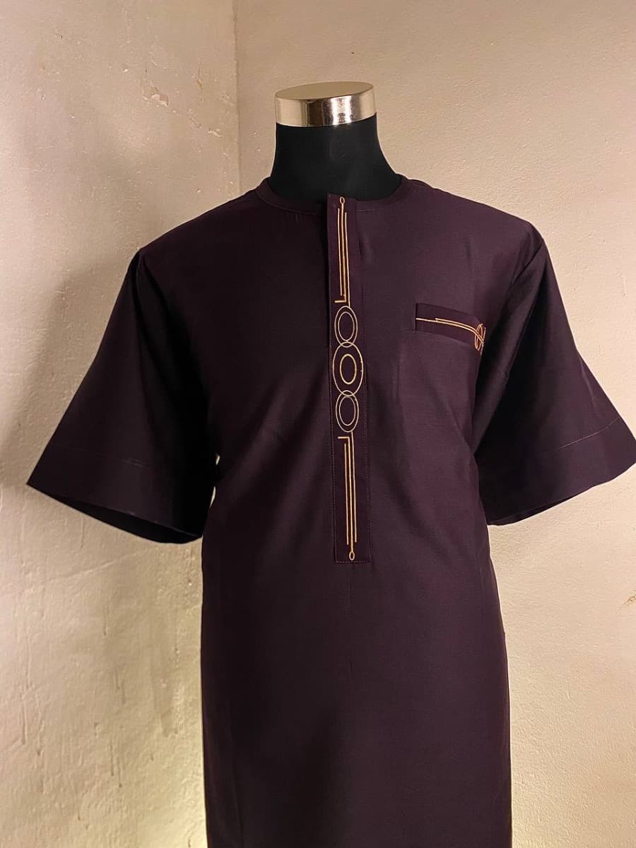 Tunique deux pièces brodée (électrique), violette